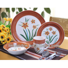 KC-00183 / Keramik rundes Abendessen Set / Runde Form / rotes Abziehbild